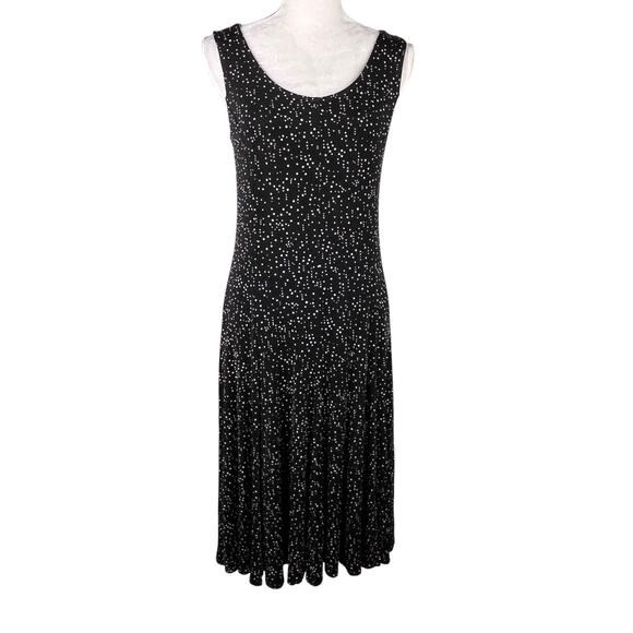 Chico's Travelers Dress Midi Size 1 Sleeveless Black White Polka Dots 8 - Picture 5 of 12